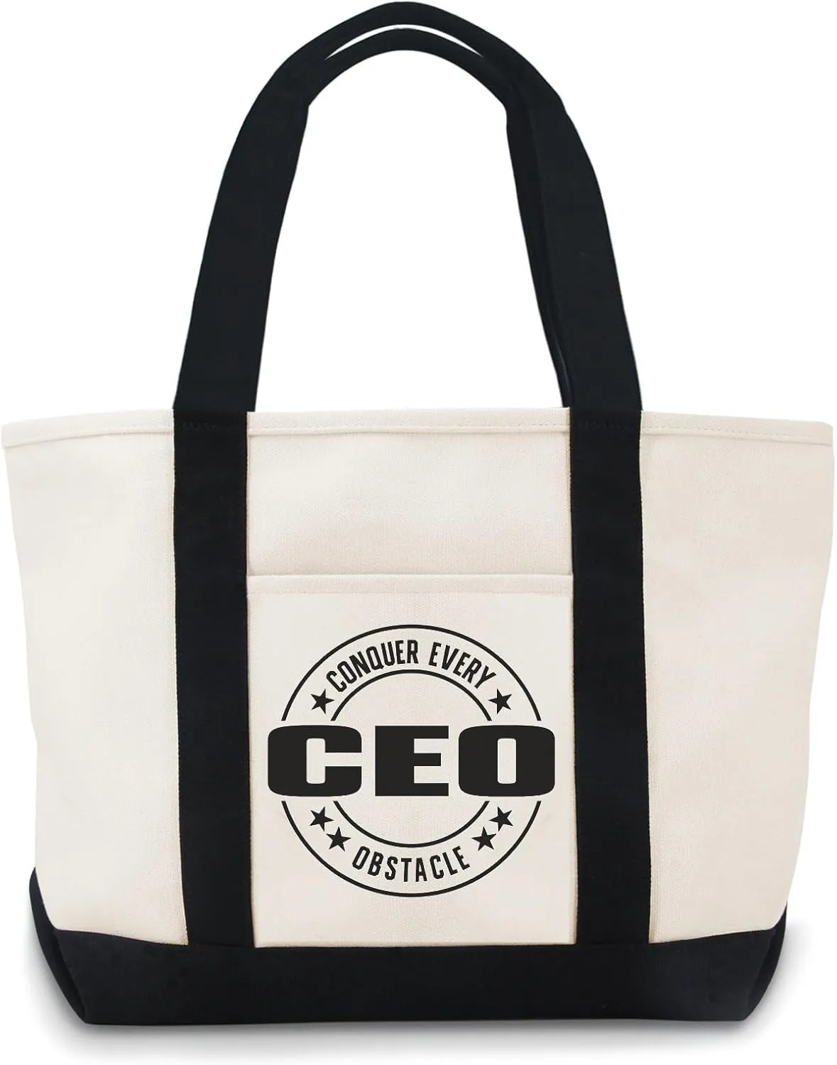 Conquer Every Obstacle Canvas Tote Bag With Zipper Lightweight Reusable Grocery Shopping Cloth Bags