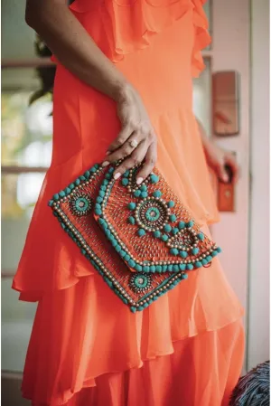 Coral and Teal Sunset Handbag