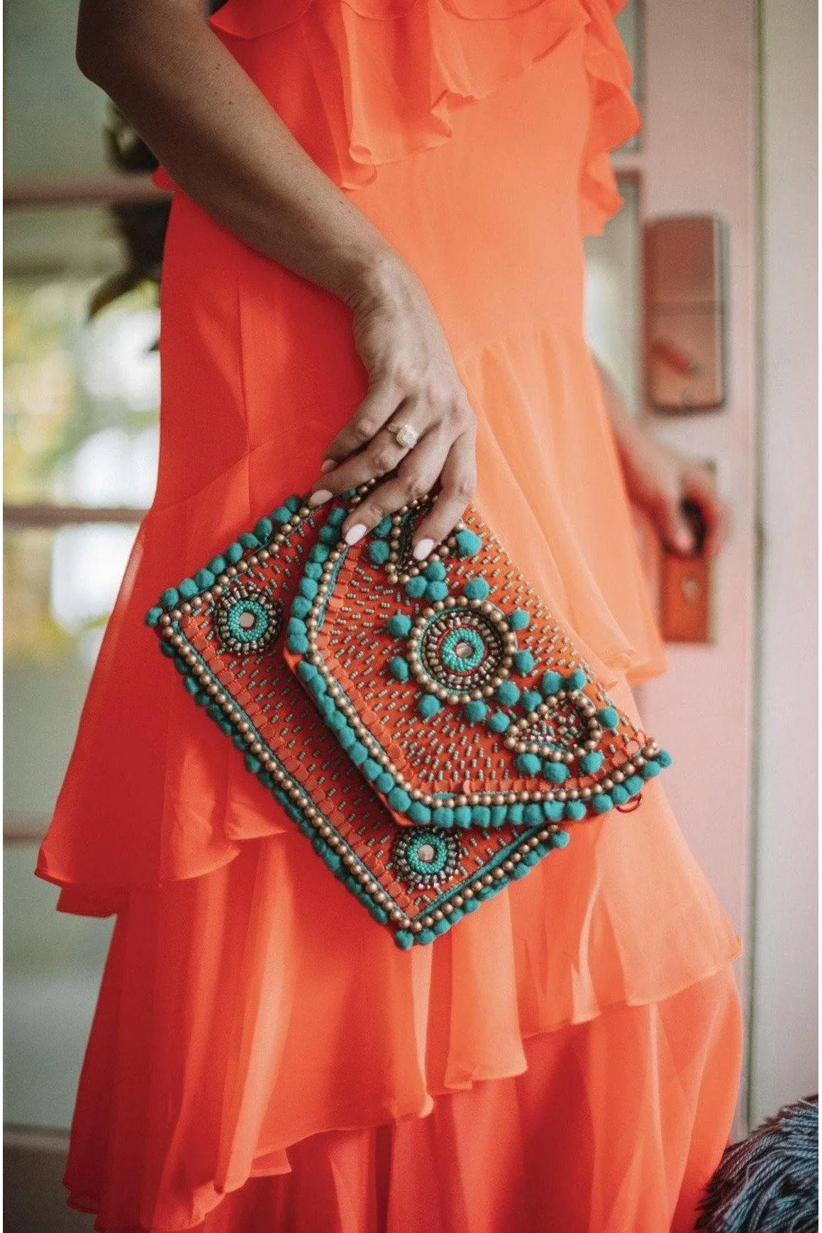 Coral and Teal Sunset Handbag