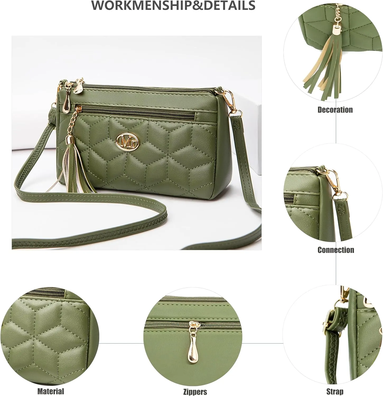 Cross Body Shoulder Purse for Women Ladies Purses and Handbags Crossbody Bags for Women with Tassel Zipper