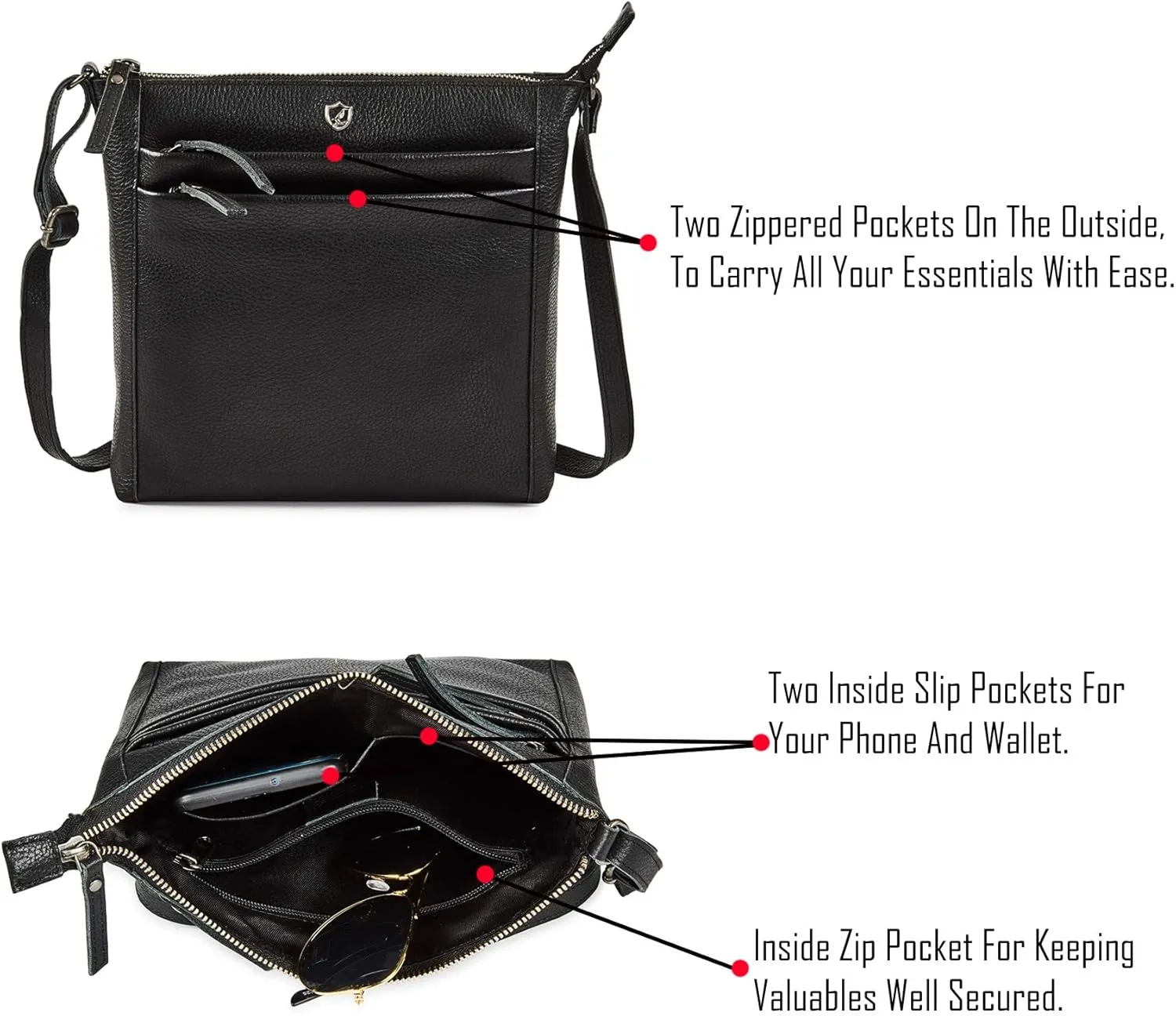 Crossbody Bag for Women Trendy Real Leather Purse Small Soft Pebbled Handbags Crossover Shoulder Pocketbook