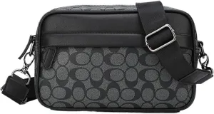 Crossbody Bag Men's Messenger Bag All-Match Trendy Bag Commuter Men's Bag Plaid Bag Casual All-Match Bag(Black)