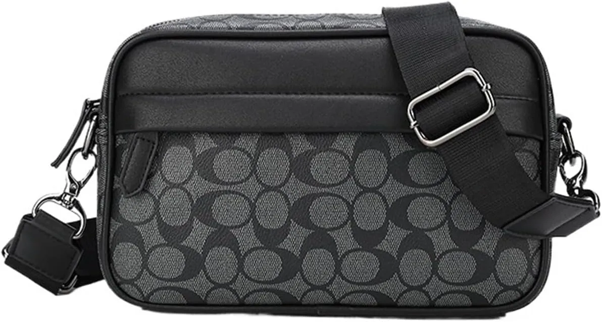 Crossbody Bag Men's Messenger Bag All-Match Trendy Bag Commuter Men's Bag Plaid Bag Casual All-Match Bag(Black)