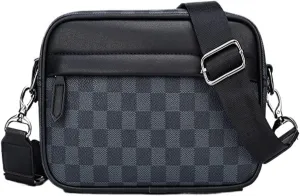 Crossbody Bag Men's Messenger Bag All-Match Trendy Bag Commuter Men's Bag Plaid Bag Casual All-Match Bag(Navyblue)