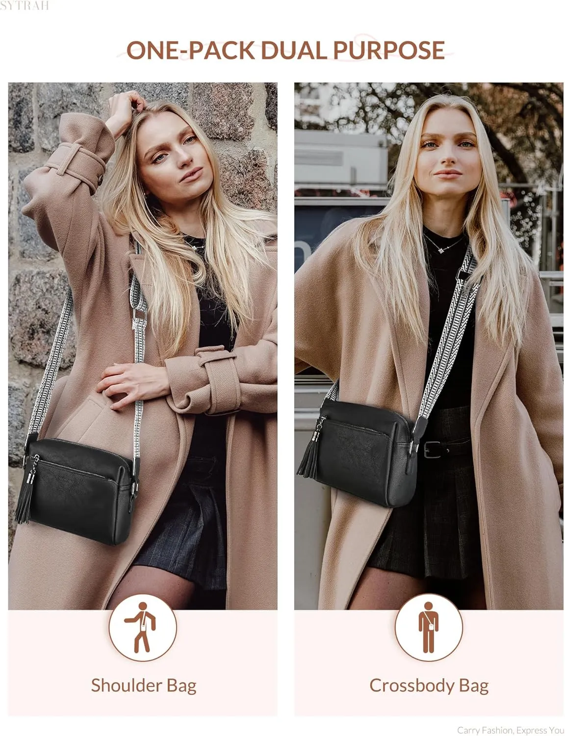 Crossbody Bags for Women, Crossbody Purse Soft Leather Purses for Women Shoulder Handbags with Tassel