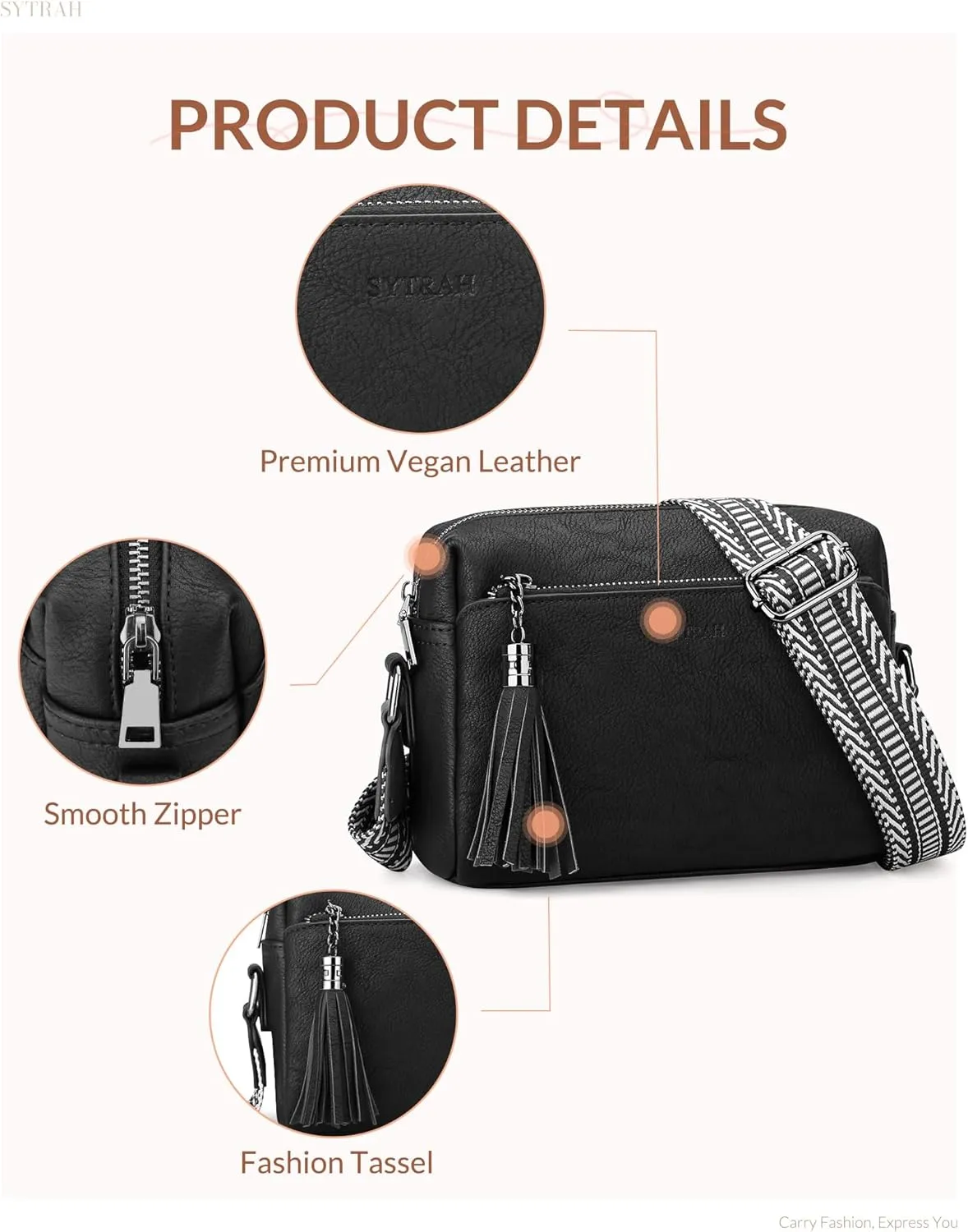 Crossbody Bags for Women, Crossbody Purse Soft Leather Purses for Women Shoulder Handbags with Tassel