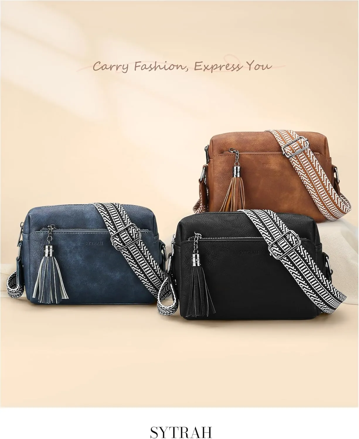 Crossbody Bags for Women, Crossbody Purse Soft Leather Purses for Women Shoulder Handbags with Tassel