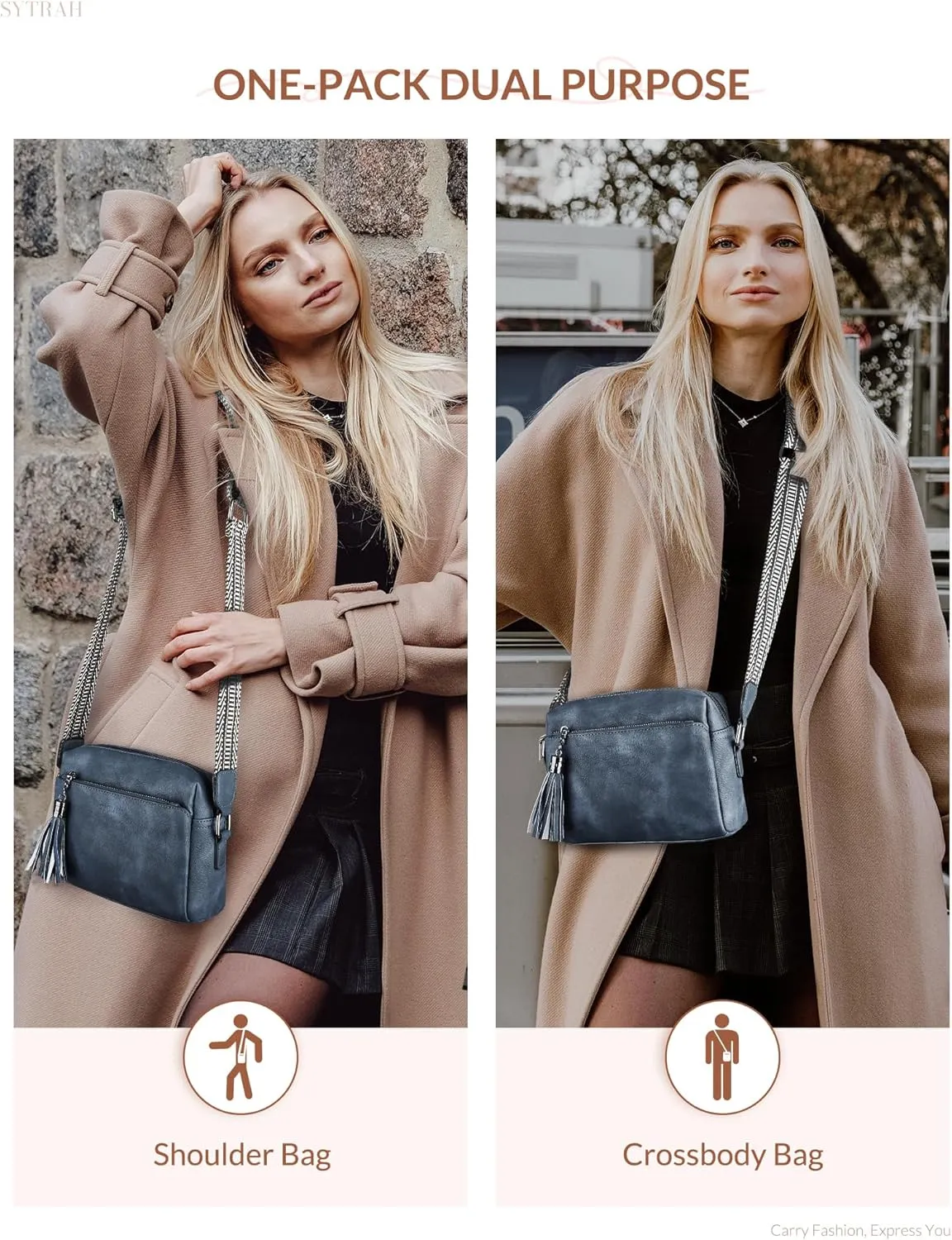 Crossbody Bags for Women, Crossbody Purse Soft Leather Purses for Women Shoulder Handbags with Tassel