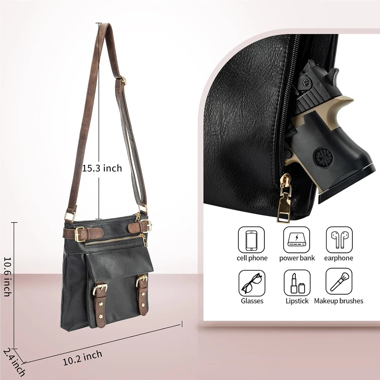 Crossbody Bags for Women Multi Pocket Shoulder Bag Soft Vegan Leather Handbag Medium Travel Purses Cross Body Bags