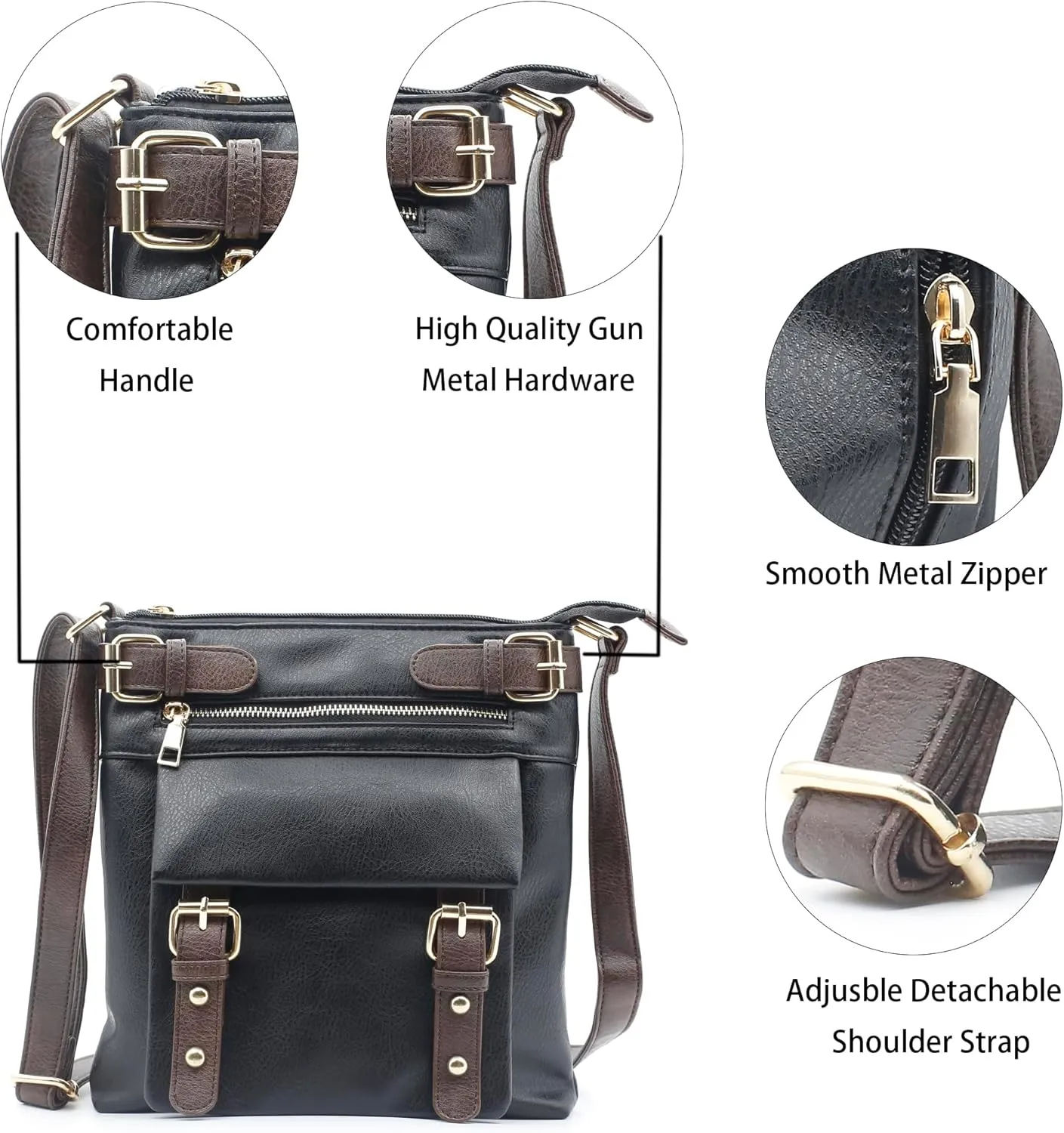 Crossbody Bags for Women Multi Pocket Shoulder Bag Soft Vegan Leather Handbag Medium Travel Purses Cross Body Bags