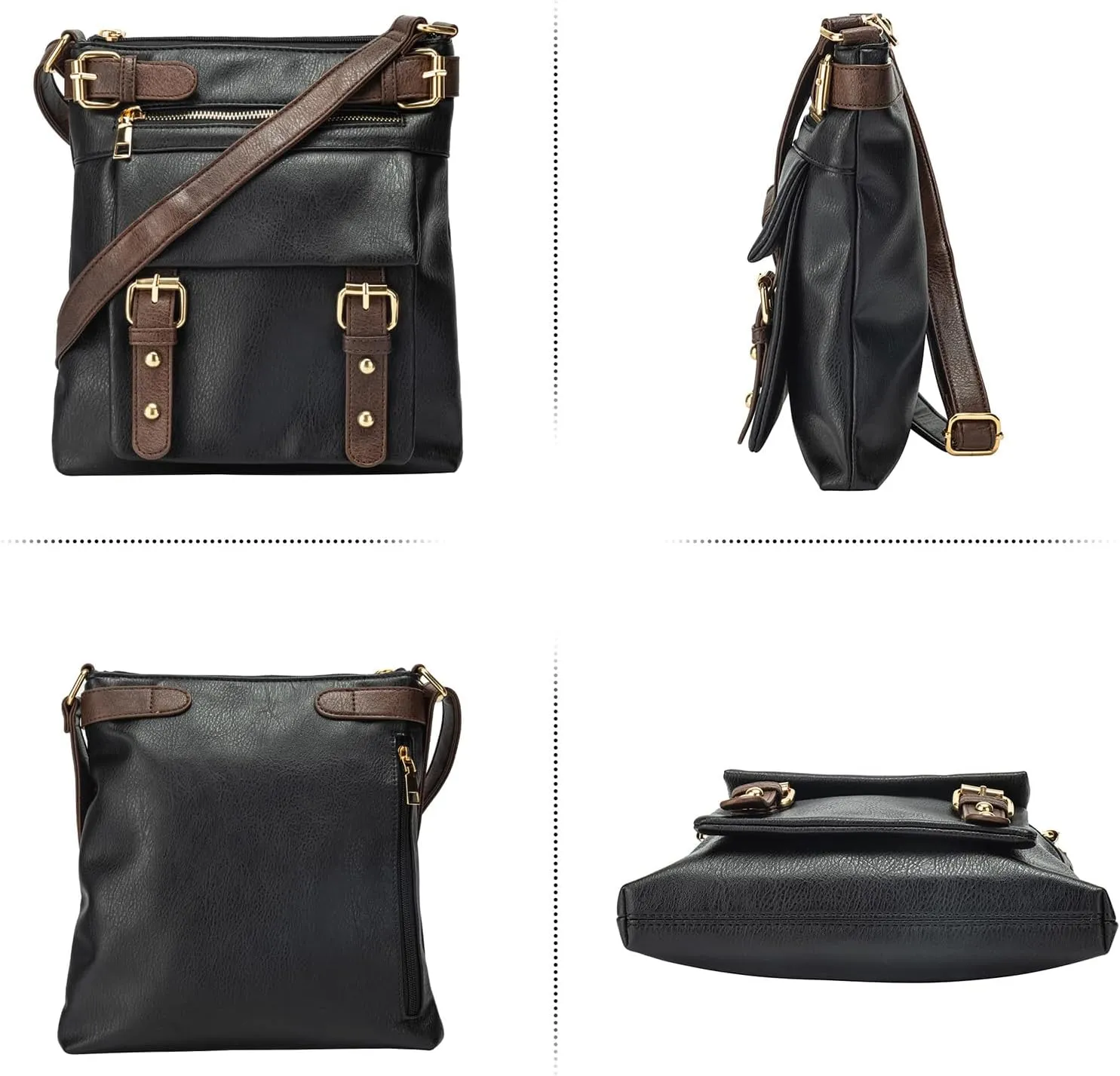 Crossbody Bags for Women Multi Pocket Shoulder Bag Soft Vegan Leather Handbag Medium Travel Purses Cross Body Bags