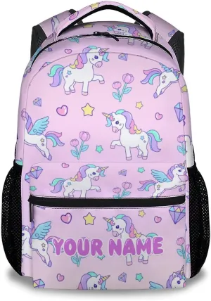 Custom Cute Unicorn Backpack for Girls, 17 Inch Colorful Backpacks for Kindergarten, Cute Durable Bookbag for School & Travel