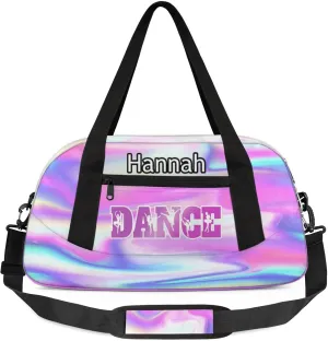 Custom Dance Duffel Bag with Name Personalized Sport Gym Bags Waterproof Customized Travel Duffel Bags Overnight Weekender Carry-On Tote 18.5in, Colorful