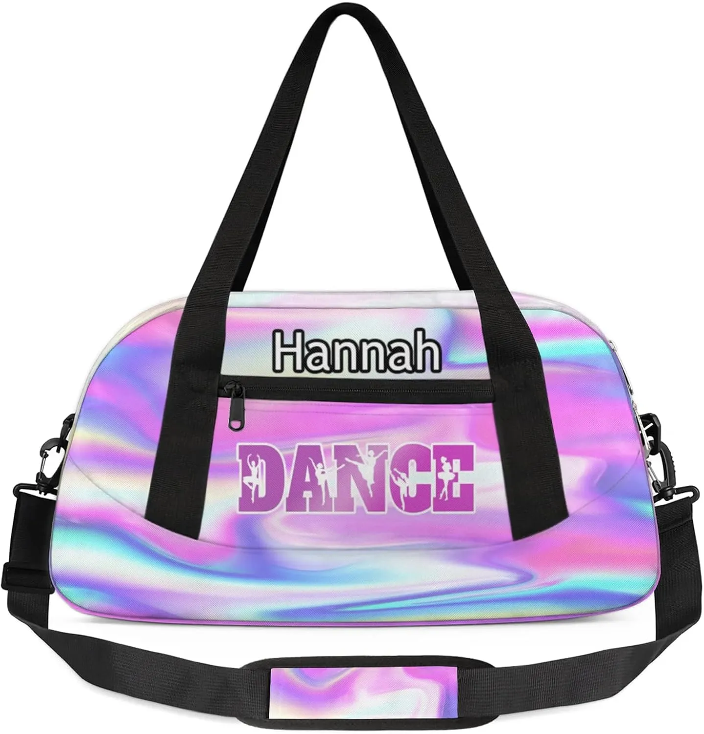 Custom Dance Duffel Bag with Name Personalized Sport Gym Bags Waterproof Customized Travel Duffel Bags Overnight Weekender Carry-On Tote 18.5in, Colorful
