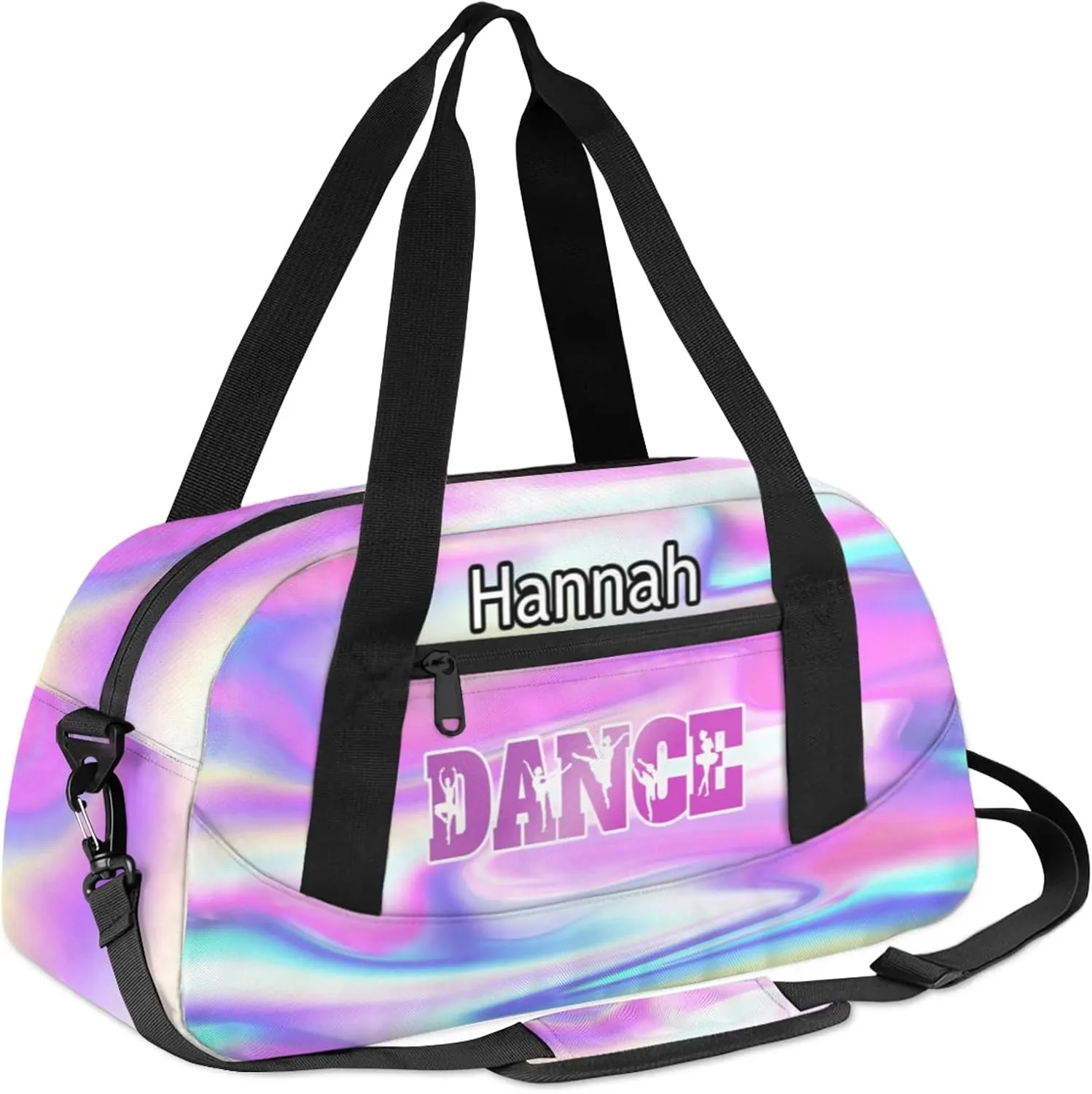 Custom Dance Duffel Bag with Name Personalized Sport Gym Bags Waterproof Customized Travel Duffel Bags Overnight Weekender Carry-On Tote 18.5in, Colorful