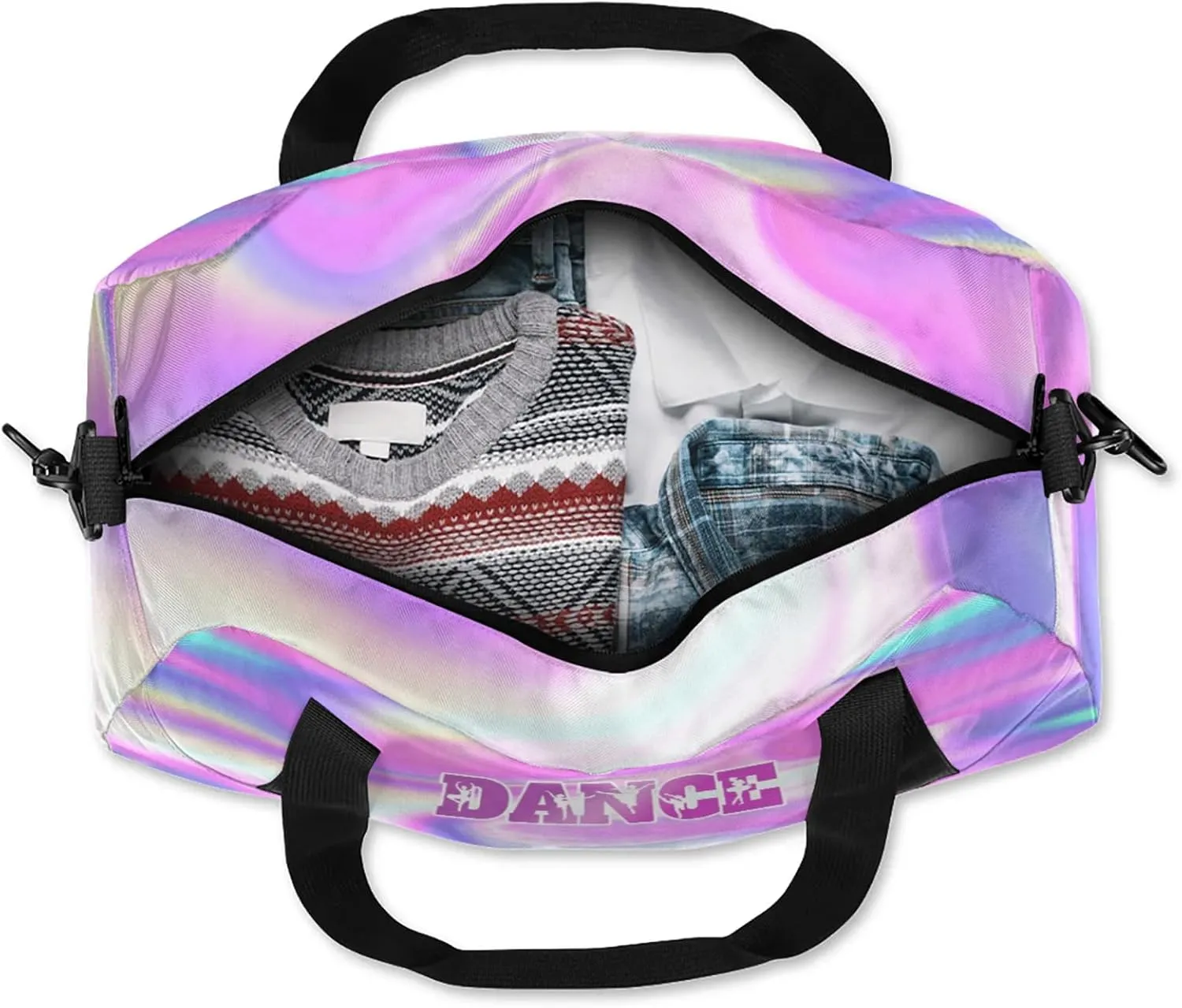 Custom Dance Duffel Bag with Name Personalized Sport Gym Bags Waterproof Customized Travel Duffel Bags Overnight Weekender Carry-On Tote 18.5in, Colorful