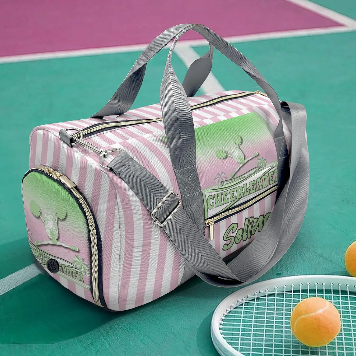 Custom Duffel Bag Cheerleader Girl Gradient Pom Pom Adventure Awaits: Best Travel Bags for Hiking and Sports