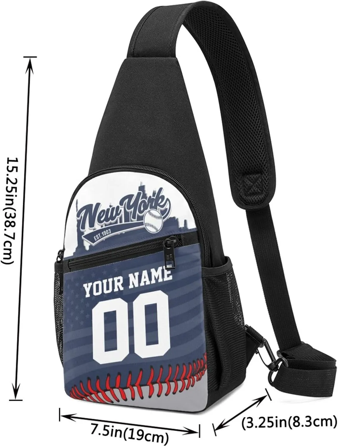 Custom Sling Bag,Personalized Baseball Crossbody Bags Chest Bag with Name & Number for Men Women,Custom Baseball Sport Crossbody Bags for Travel Baseball Fans Gifts
