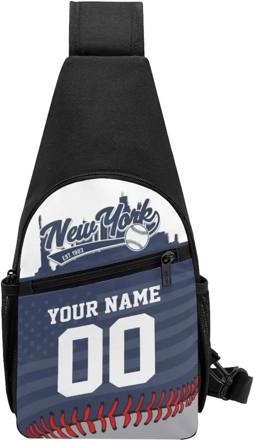 Custom Sling Bag,Personalized Baseball Crossbody Bags Chest Bag with Name & Number for Men Women,Custom Baseball Sport Crossbody Bags for Travel Baseball Fans Gifts