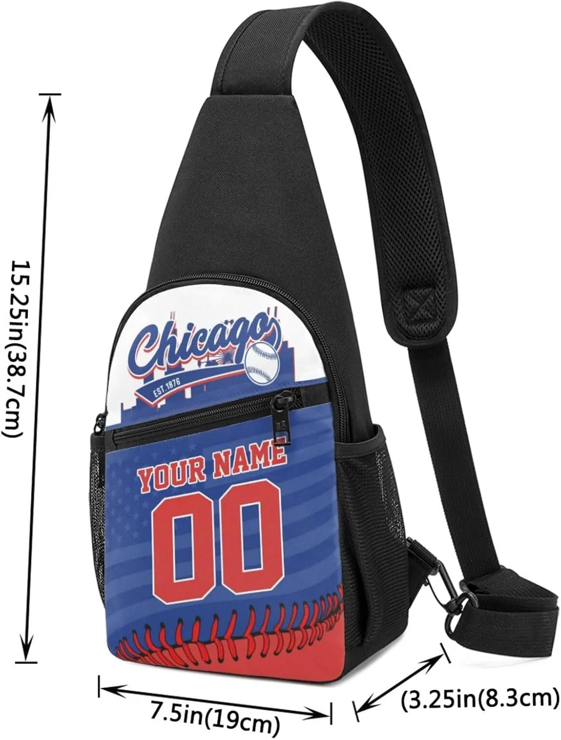Custom Sling Bag,Personalized Baseball Crossbody Bags Chest Bag with Name & Number for Men Women,Custom Baseball Sport Crossbody Bags for Travel Baseball Fans Gifts