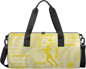 Custom Volleyball Sport Bags Personalized Sports Gym Bag with Name Overnight Weekender Duffel Bag Customized Gifts for Women Men, Gold