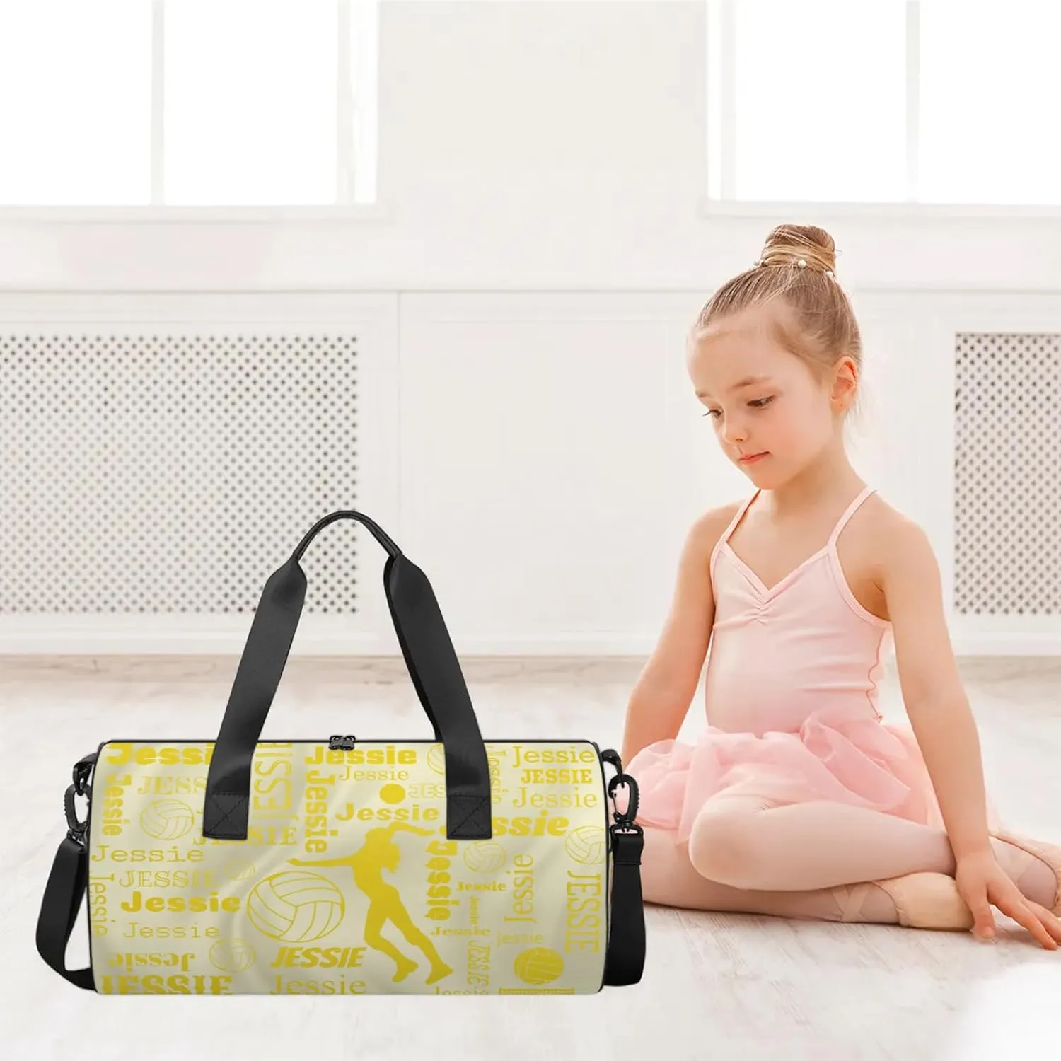 Custom Volleyball Sport Bags Personalized Sports Gym Bag with Name Overnight Weekender Duffel Bag Customized Gifts for Women Men, Gold