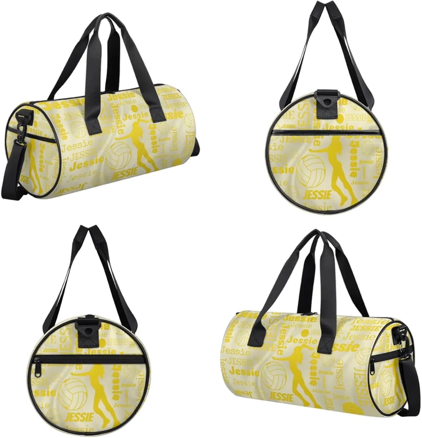 Custom Volleyball Sport Bags Personalized Sports Gym Bag with Name Overnight Weekender Duffel Bag Customized Gifts for Women Men, Gold