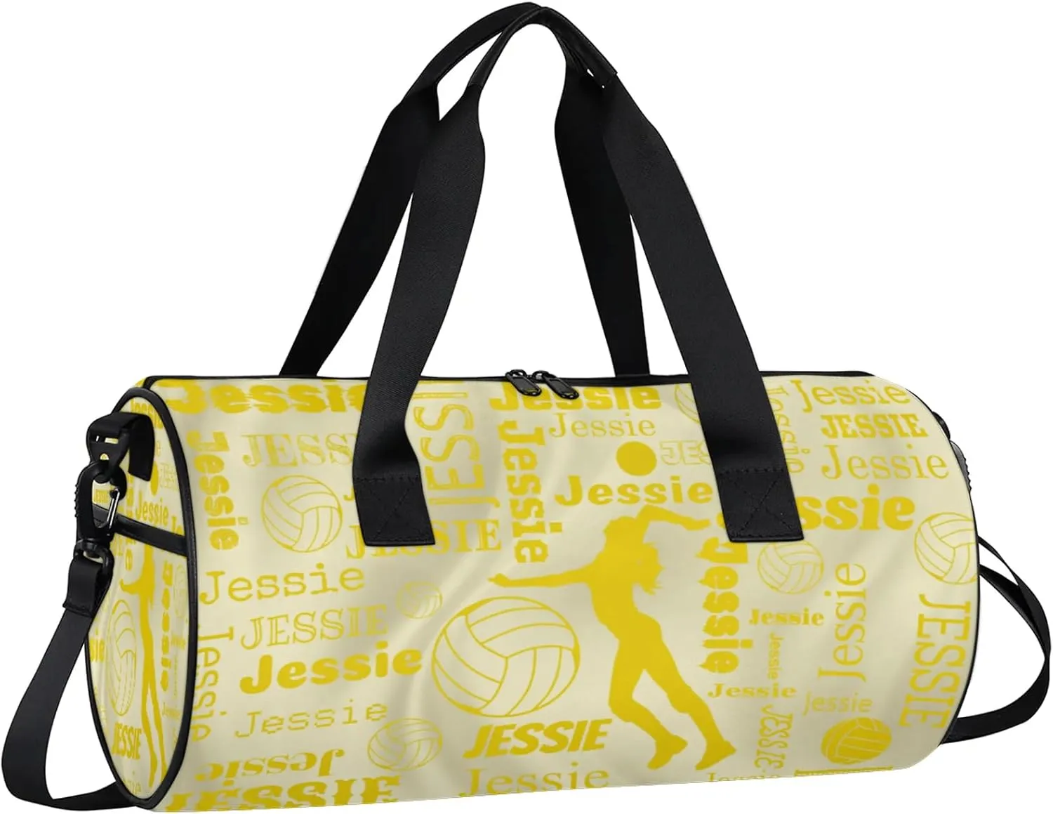 Custom Volleyball Sport Bags Personalized Sports Gym Bag with Name Overnight Weekender Duffel Bag Customized Gifts for Women Men, Gold