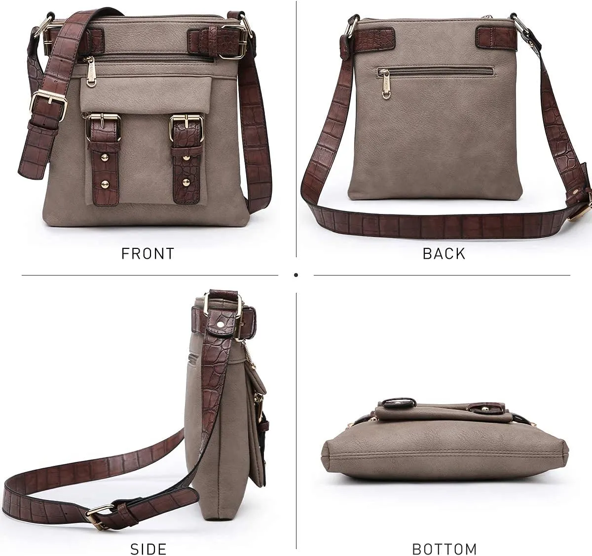 Dasein Women Lightweight Crossbody Bags Soft Vegan Leather Messenger Bag Shoulder Bag Travel Purse