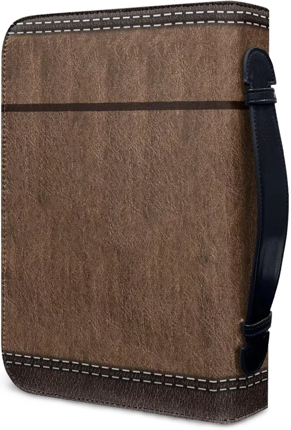 Deer Cross PU Leather Bible Cover for Men Extra Large Size Bible Carrying Case for Boys, Multi-Functional Church Bag with Handle Strap