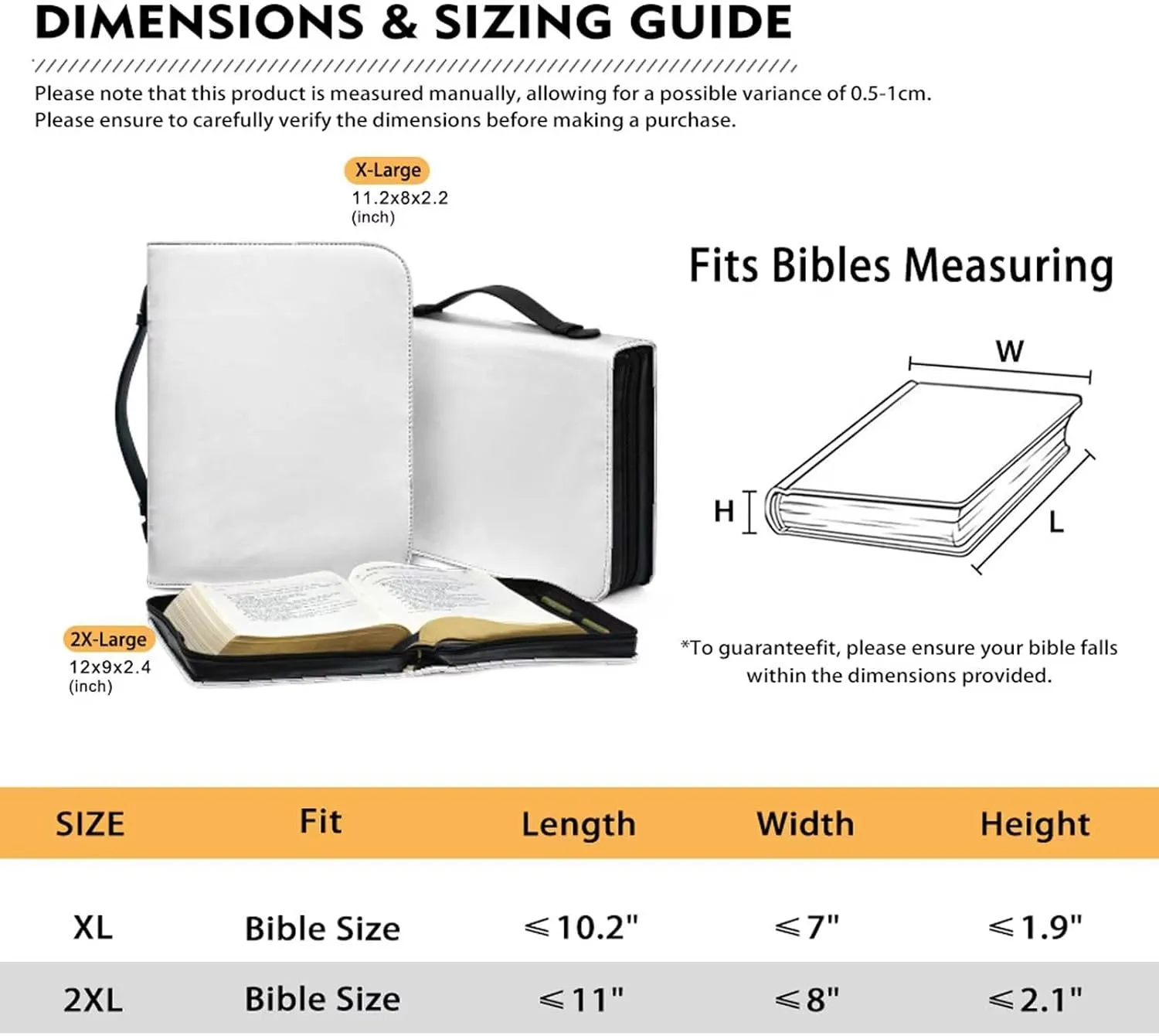 Deer Cross PU Leather Bible Cover for Men Extra Large Size Bible Carrying Case for Boys, Multi-Functional Church Bag with Handle Strap