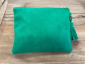 Delilah Faux Suede Tassel Pouch - Green