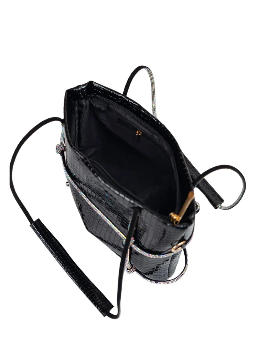 Diamond Croc Black Bag