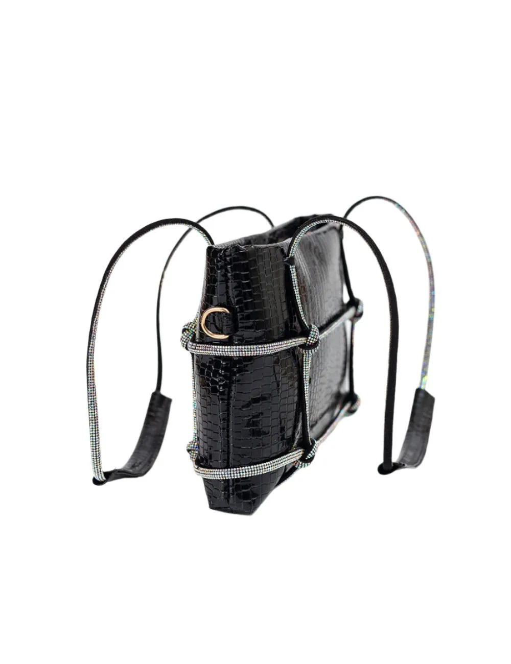 Diamond Croc Black Bag