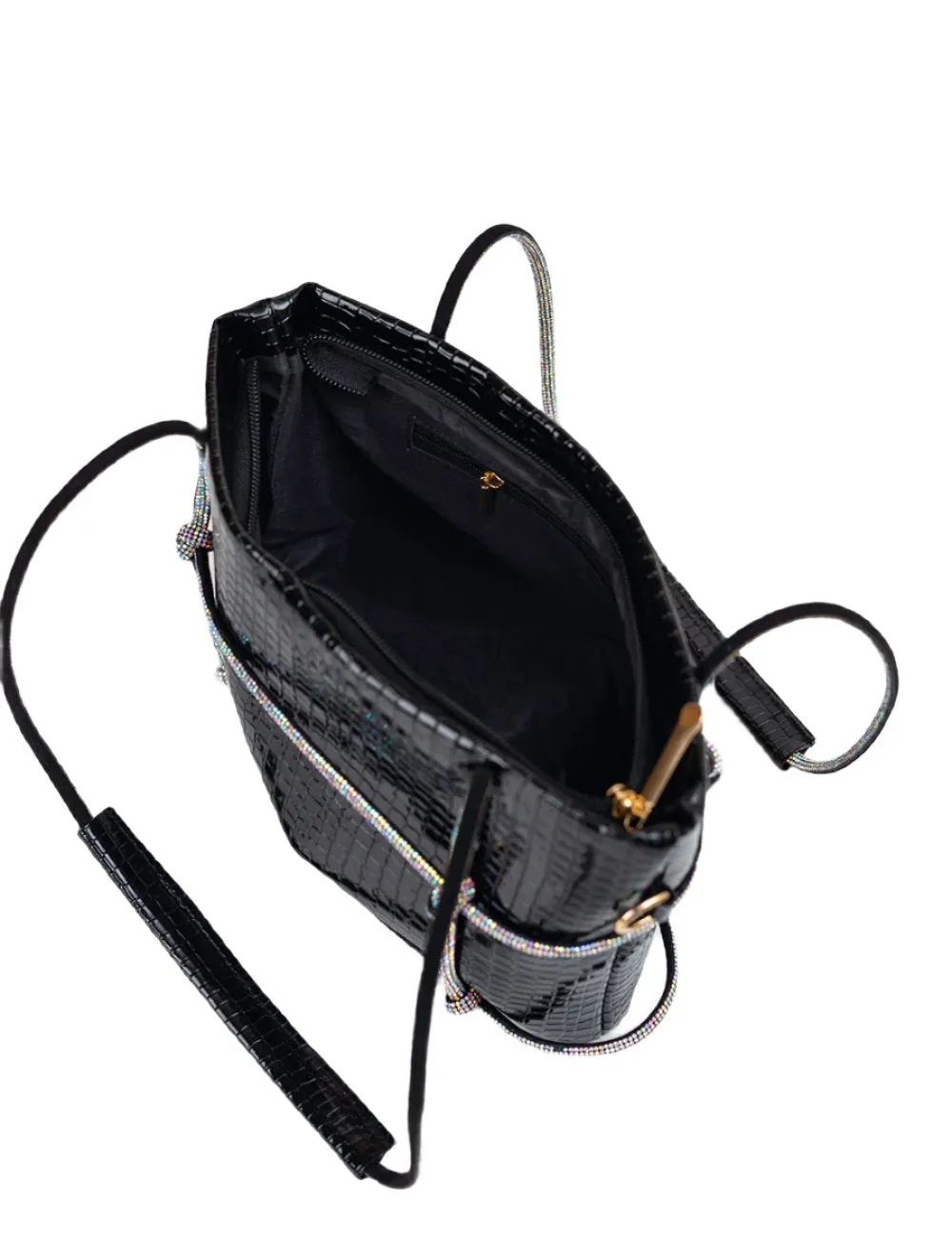 Diamond Croc Black Bag