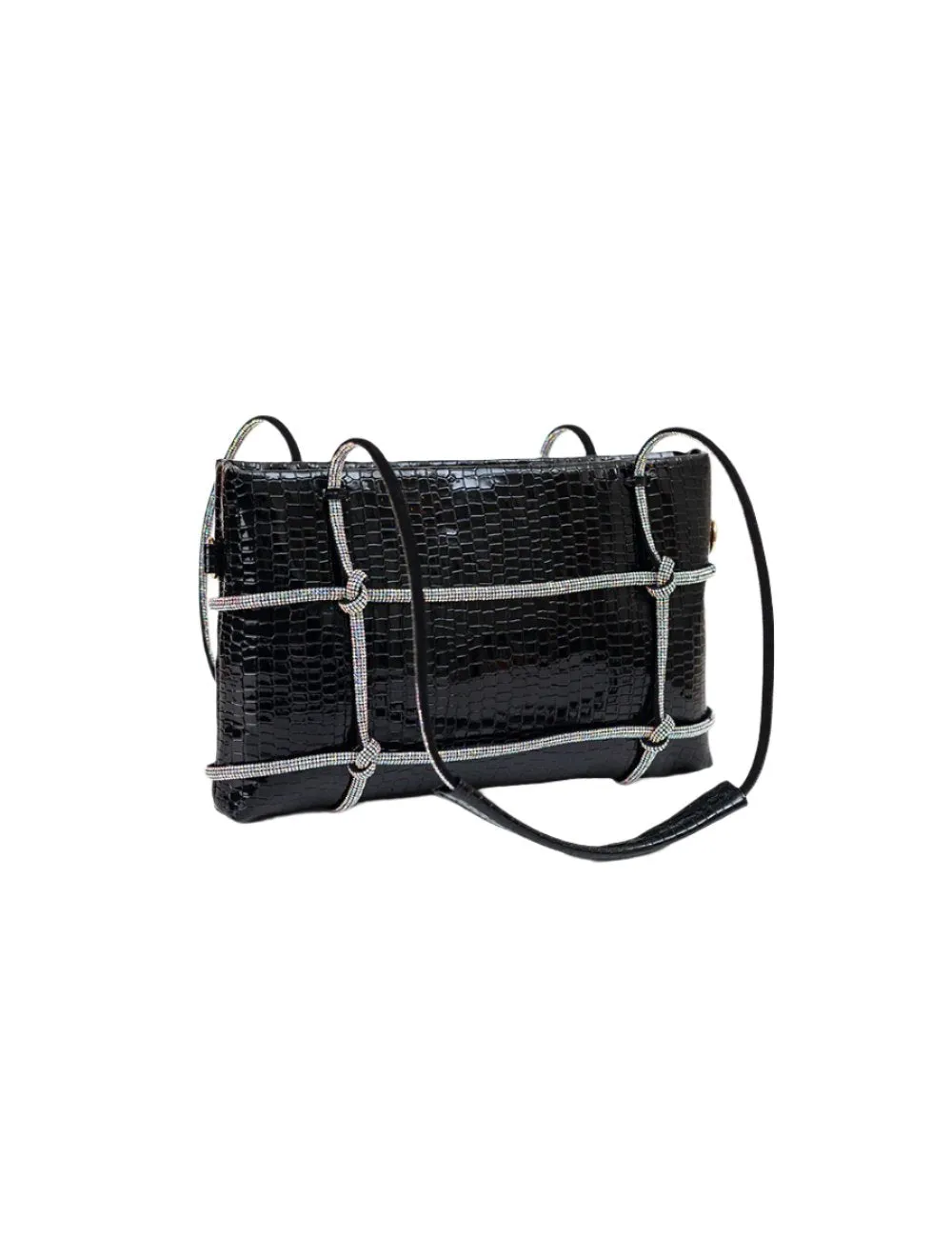 Diamond Croc Black Bag
