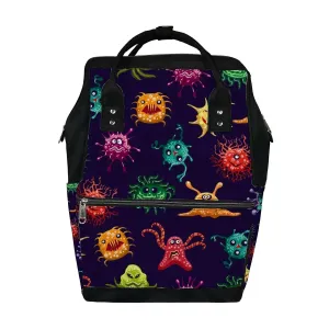 Diaper Bag Mummy Backpack Colorful Monsters or Microbes Multifunction Baby Nappy Bag Large Capacity Nursing Bags Waterproof Travel Backpack