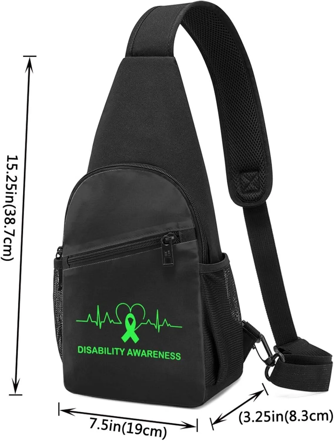 Disability Awareness Heartbeat Chest Pack Leisure Shoulder Crossbody Chest Bag