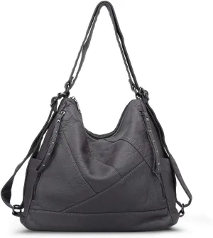 Divick Large Soft Washed Leather Purses and Handbags for Women Hobo Bags Convertible Backpack Purse Shoulder Crossbody Bag