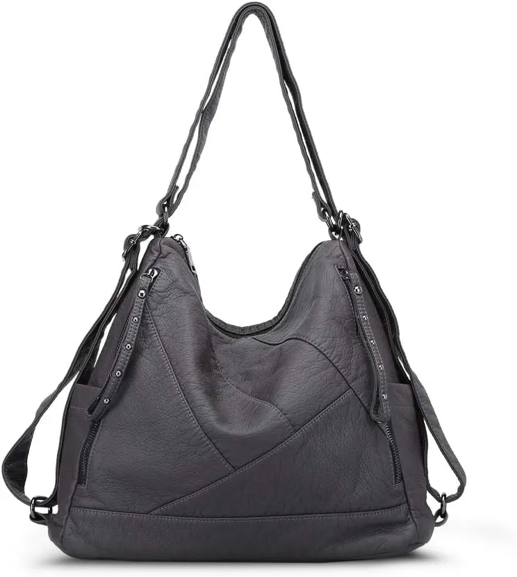 Divick Large Soft Washed Leather Purses and Handbags for Women Hobo Bags Convertible Backpack Purse Shoulder Crossbody Bag