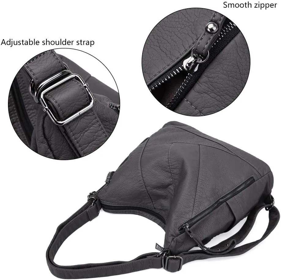 Divick Large Soft Washed Leather Purses and Handbags for Women Hobo Bags Convertible Backpack Purse Shoulder Crossbody Bag