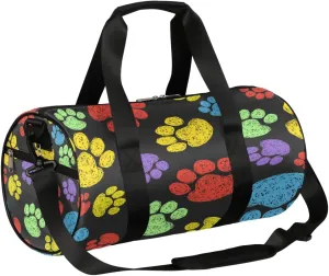 Dog Paw Print Sports Gym Bag Duffel Bags Workout Lightweight Shoulder Weekender Bag Travel Duffel Bag for Men Women(Colorful Footprint)