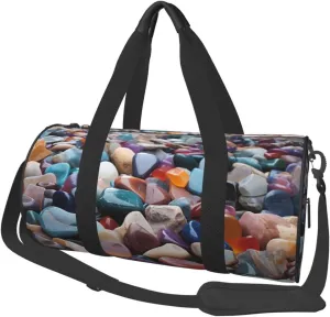 Duffel Bag for Men Women Small Gym Bag Colorful Cobbles Travel Duffel Bag Waterproof Overnight Bag for Sports Workout