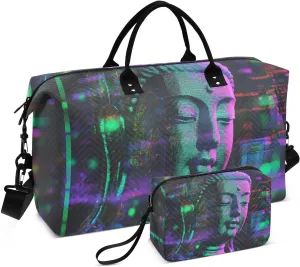 Duffel Bag Set for Travel Gym Sport, Weekender Bag Carry on Overnight Bags for Women Men-Colorful Statues Print