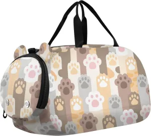 Duffel Bags for Boys Girls Colorful Cat Paw Footprint Dance Bag Small Gym Bags for Kids Teens