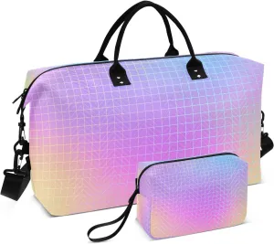 Duffel Bags Shoulder Weekender Overnight Bag Gym Carry on Duffel Bags with Adjustable Strap for Airplane Traveling Multifunctional Rainbow Color Mystery Colorful
