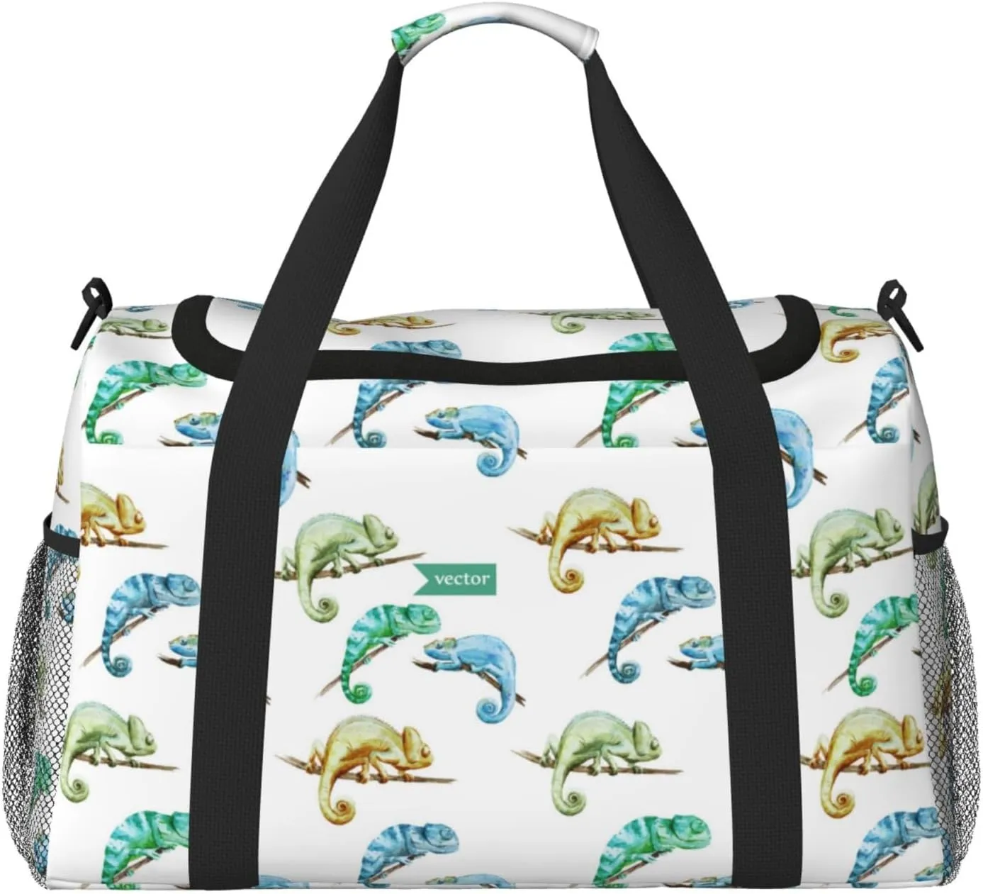 Duffle Bag for Travel, Colorful Cute Chameleon Lizard Weekender Overnight Duffel Bag, Carry On Bag Gym Bag for Women Men, Personal Item Travel Bag