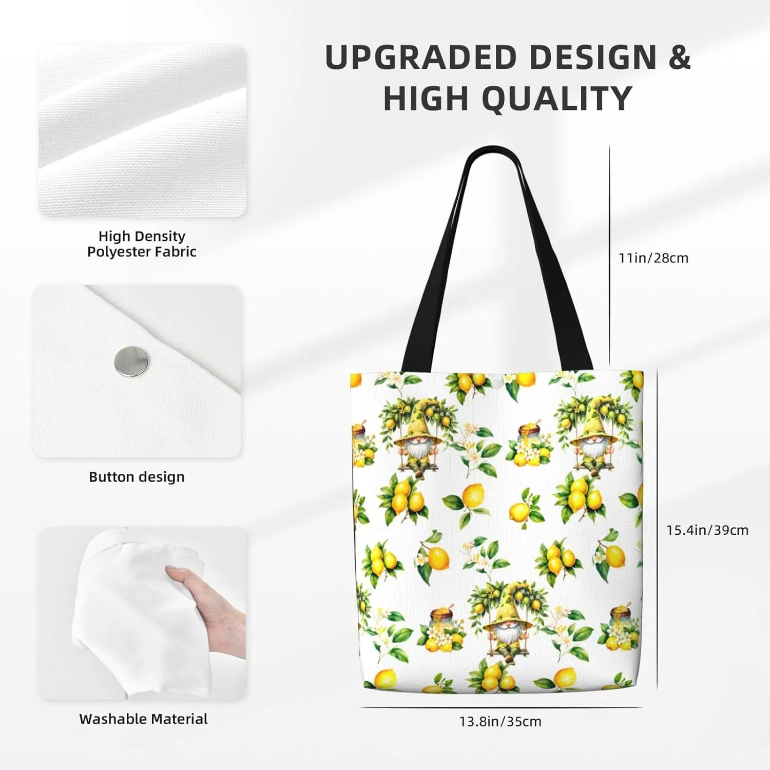 Dwarf Fruit Lemon Canvas Shoulder Bag Reusable Tote Bag Soft Lightweight Cloth Bags For Women Girls Lady Casual