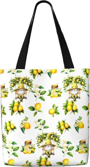 Dwarf Fruit Lemon Canvas Shoulder Bag Reusable Tote Bag Soft Lightweight Cloth Bags For Women Girls Lady Casual