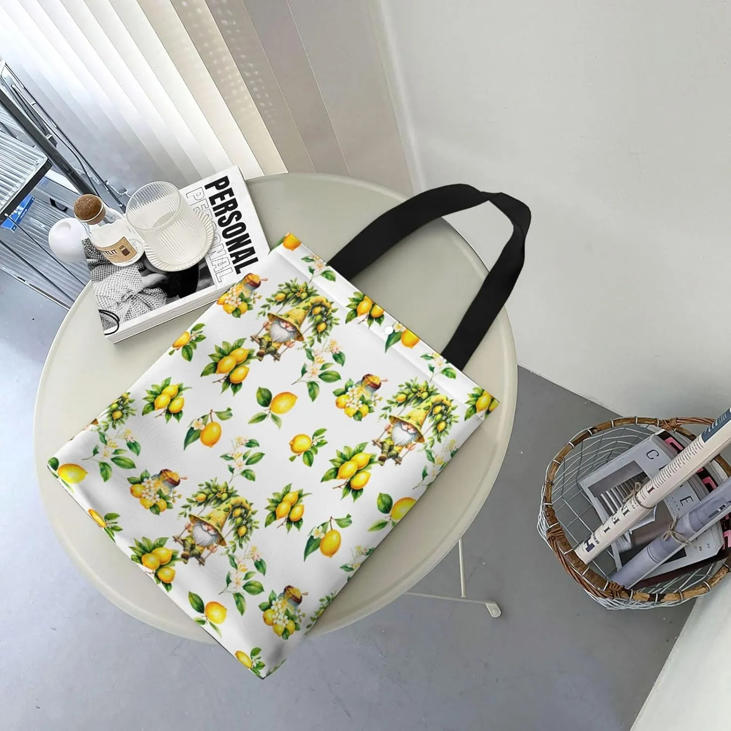 Dwarf Fruit Lemon Canvas Shoulder Bag Reusable Tote Bag Soft Lightweight Cloth Bags For Women Girls Lady Casual